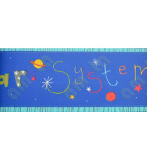 Blue yellow green white red kids solar system boader home décor wallpaper